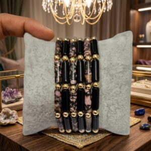 Signature Stone Tube & Gold Bead Bracelet