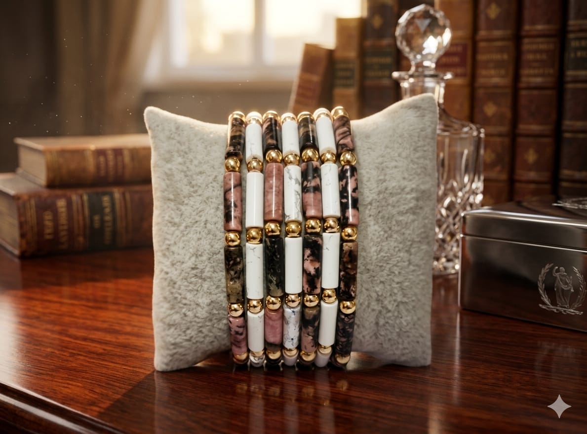 Signature Stone Tube & Gold Bead Bracelet - Image 5